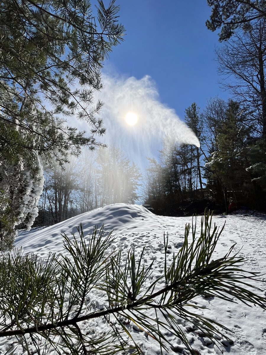 Blowing snow in sunlight